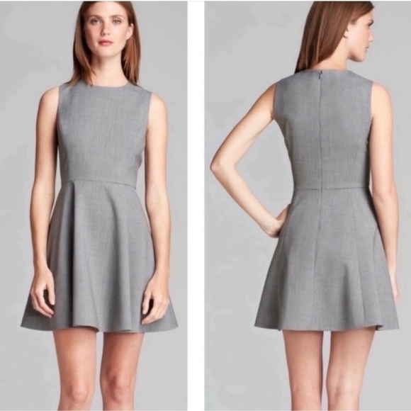 Theory Womens Virgin Wool Blend Sleeveless Gray Mini Dress Size 0 Classic Career - Picture 1 of 9